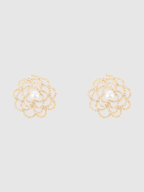 House of Desire Gold Rhinestone & Pearl Floral Pasties