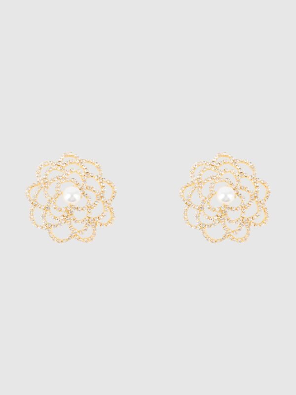 House of Desire Gold Rhinestone & Pearl Floral Pasties