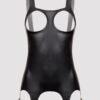 Latex Open Cup Basque with Suspenders