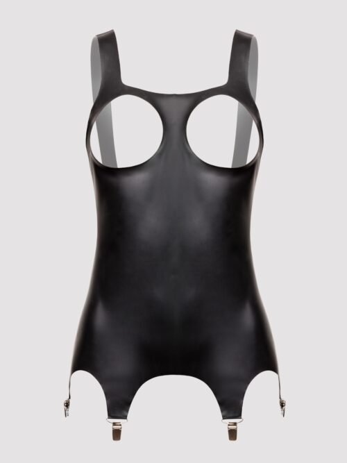 Latex Open Cup Basque with Suspenders