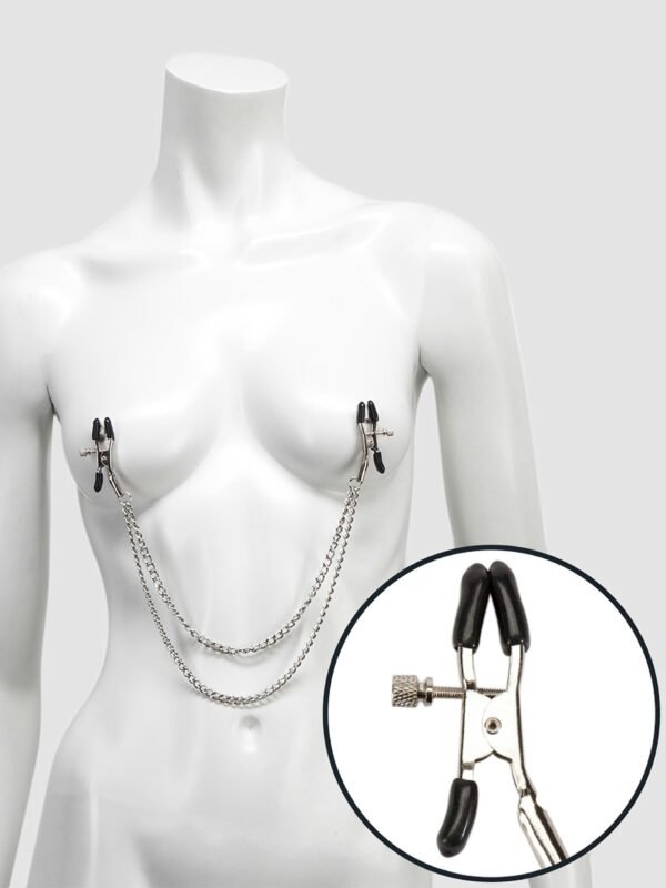 Bondage Boutique Adjustable Nipple Clamps with Double Chain