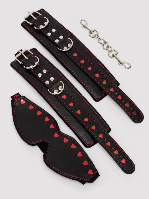 Bondage Boutique Heart Blindfold and Cuff Set (2 pieces)