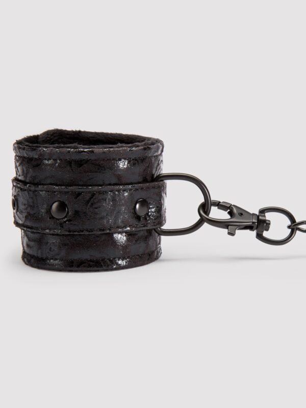 Bondage Boutique Black Rose Faux Fur Lined Wrist Cuffs