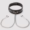 DOMINIX Deluxe Leather Collar with Nipple Clamps