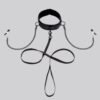Bondage Boutique Black Rose Collar with Nipple Clamps