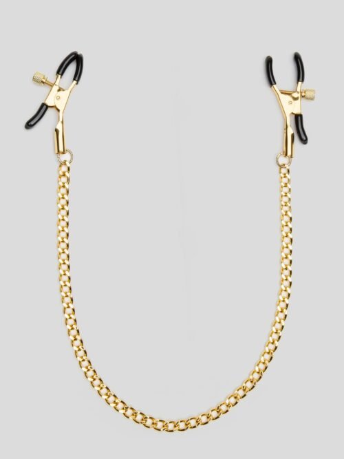 Bondage Boutique Adjustable Nipple Clamps with Gold Chain