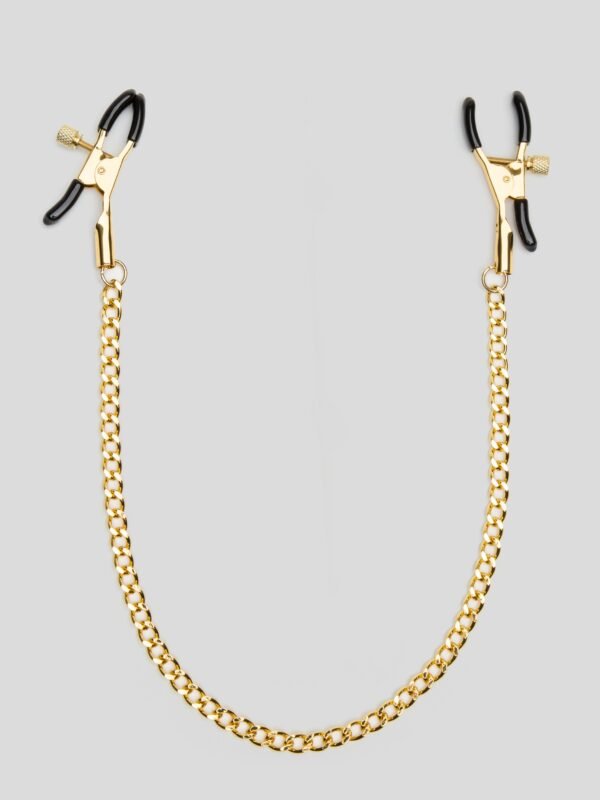 Bondage Boutique Adjustable Nipple Clamps with Gold Chain