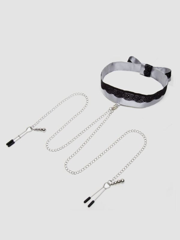Fifty Shades of Grey Play Nice Satin and Lace Collar and Nipple Clamps