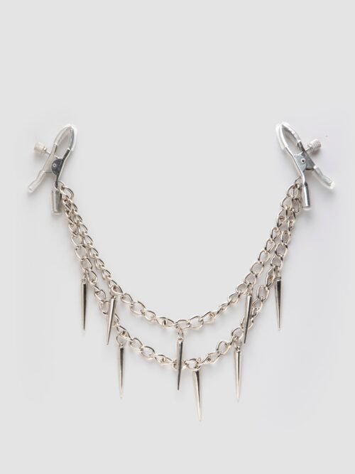 Fetish Fantasy Rock Hard Adjustable Nipple Clamps with Double Chain