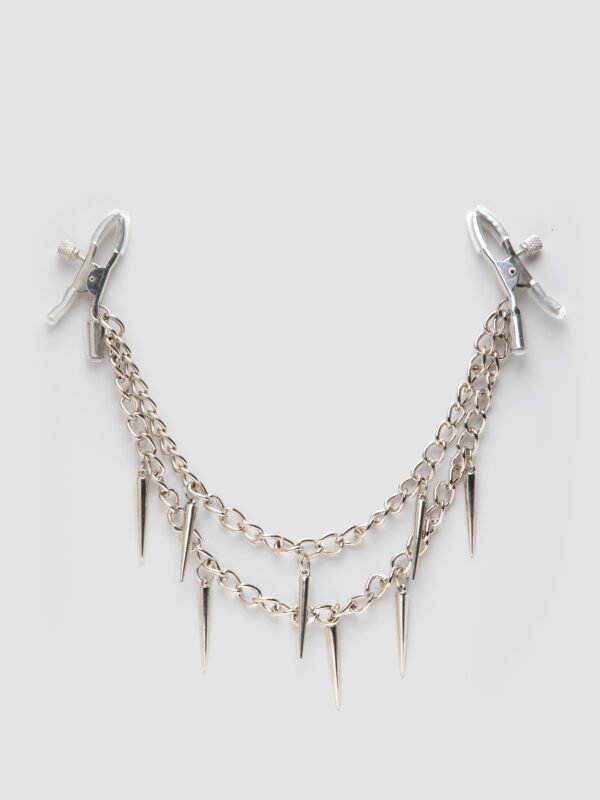 Fetish Fantasy Rock Hard Adjustable Nipple Clamps with Double Chain