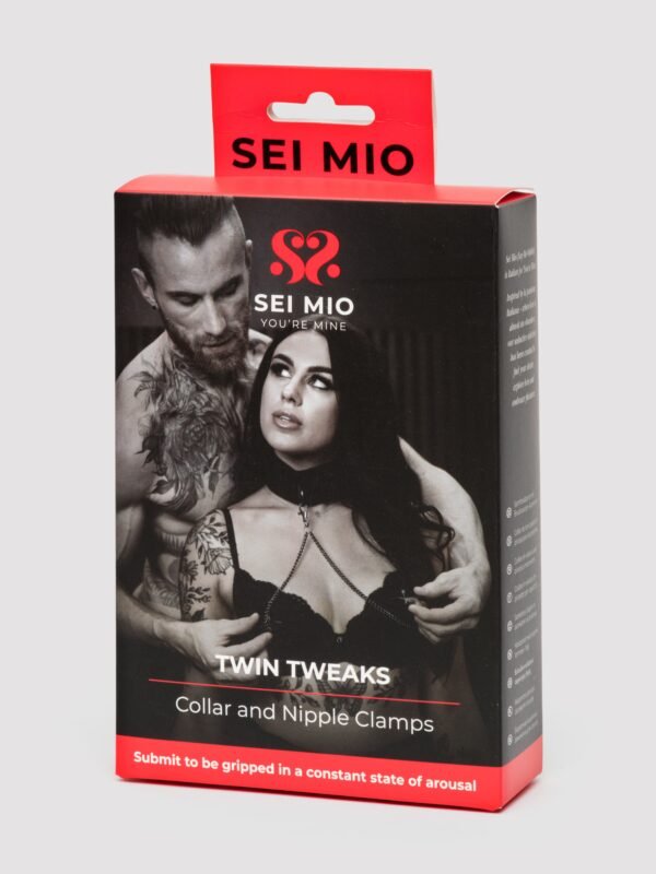 SEI MIO Twin Tweaks Velvet Collar with Nipple Clamps
