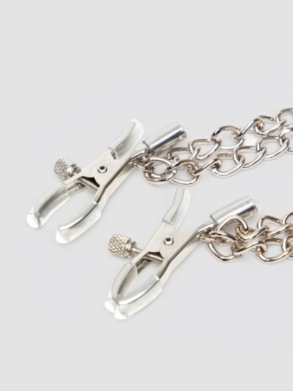 Fetish Fantasy Rock Hard Adjustable Nipple Clamps with Double Chain