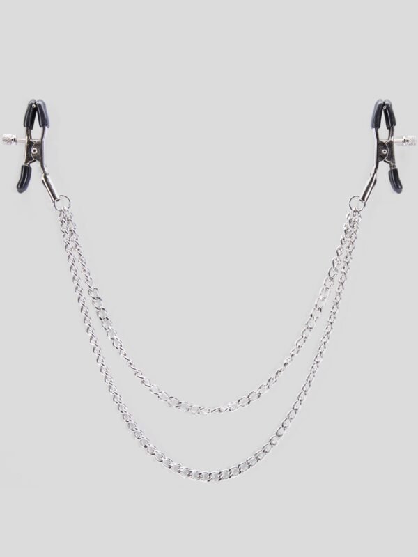 Bondage Boutique Adjustable Nipple Clamps with Double Chain