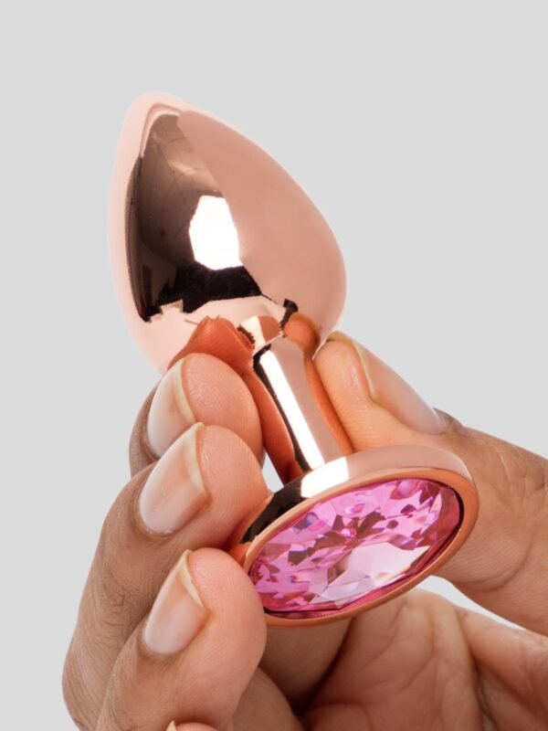 Rear Assets Small Jewelled Rose Gold Metal Butt Plug 2 Inch