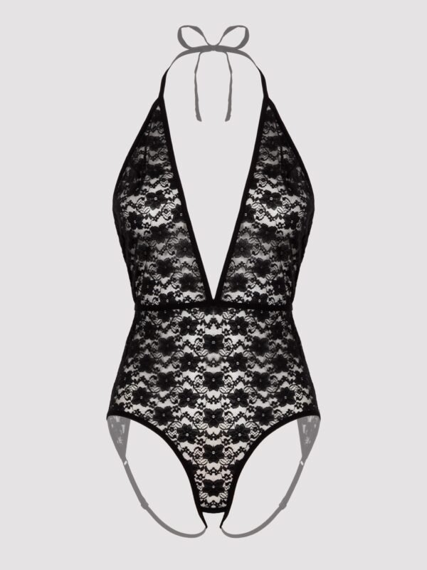 66936_5 Lovehoney Crotchless Deep Plunge Black Lace Teddy