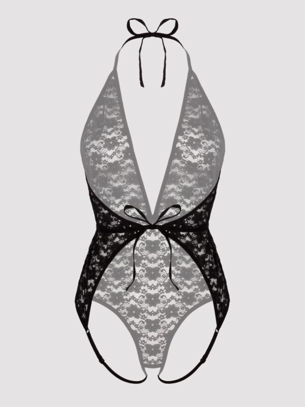 66936_6 Lovehoney Crotchless Deep Plunge Black Lace Teddy