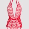 Lovehoney Crotchless Deep Plunge Red Lace Teddy