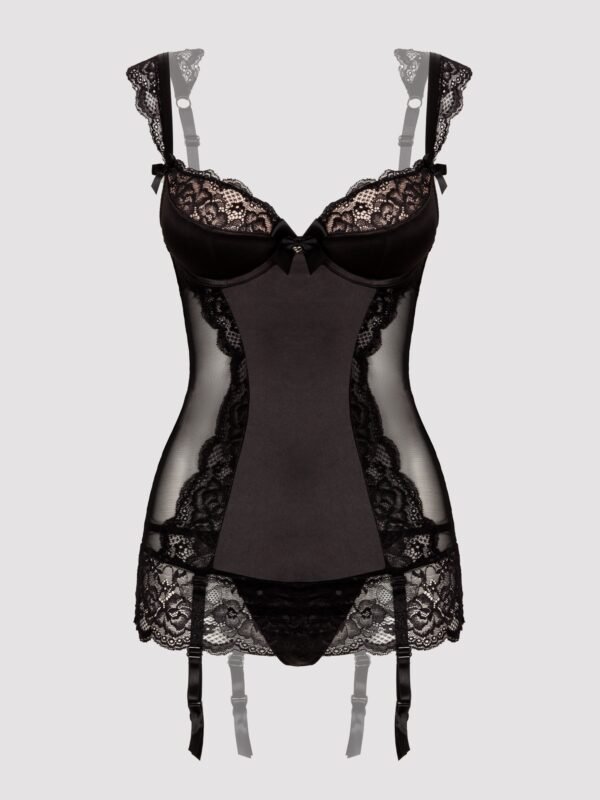 Lovehoney Treasure Me Black Underwired Plunge Chemise Set