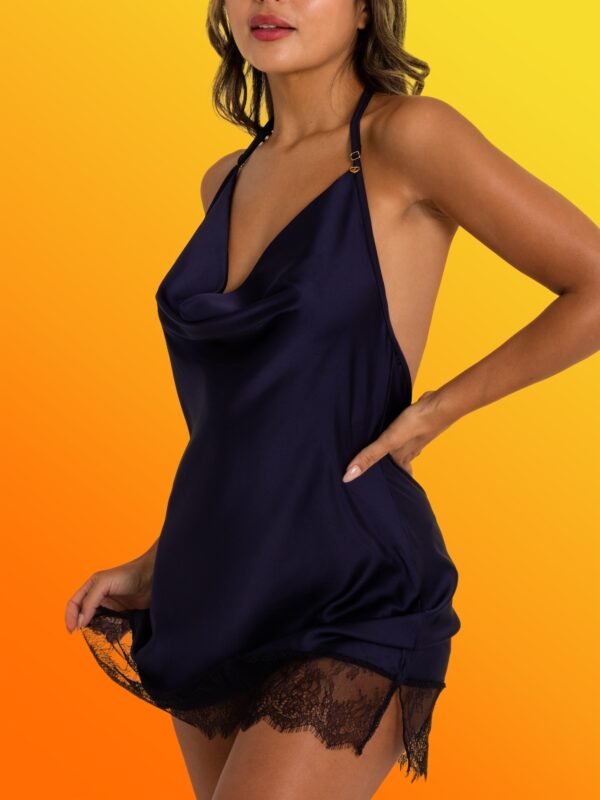 Lovehoney Dark Orchid Navy Satin and Lace Chemise