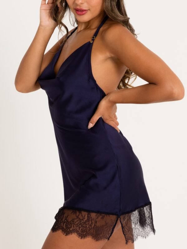 Lovehoney Dark Orchid Navy Satin and Lace Chemise
