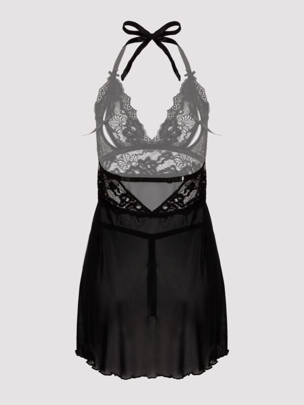Lovehoney Peek-a-Boo Black Lace Babydoll Set
