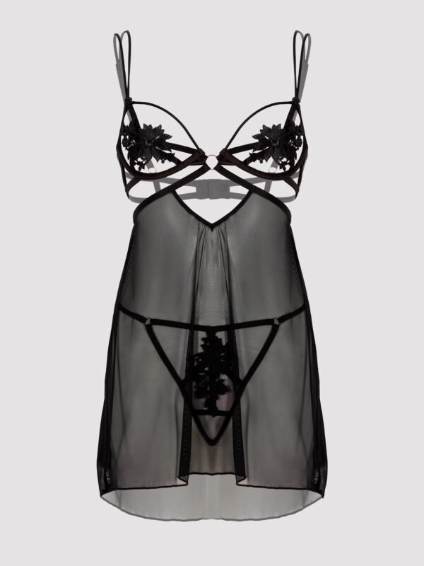 Lovehoney Divine Romance Black Chemise & Pearl G-string Set