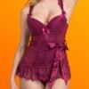 Lovehoney Moonlight Wine Plunge Basque Set