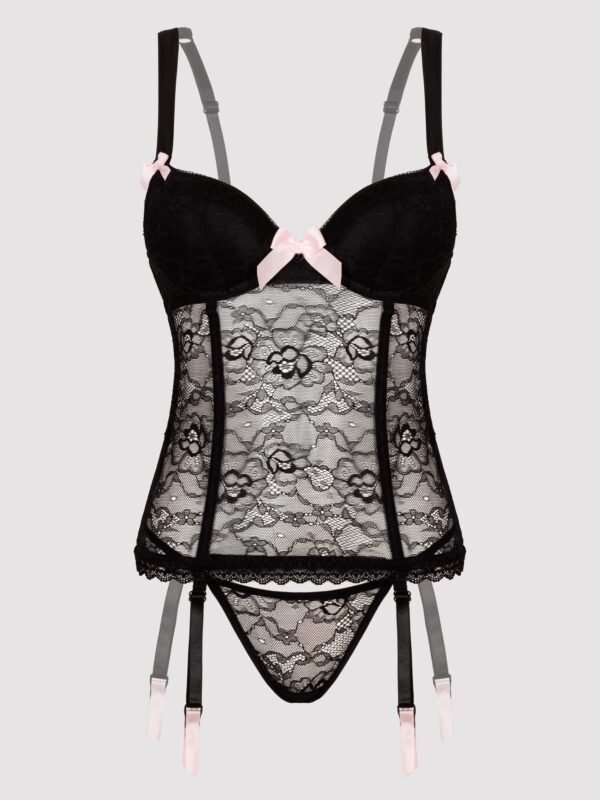 Lovehoney Black Lace Push-Up Basque Set