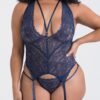 a39226g72053_1 Lovehoney Plus Size Late Night Liaison Blue Lace Plunge Bustier Set