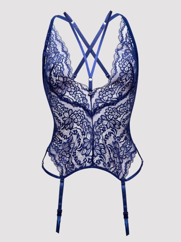 a39226g72053_4 Lovehoney Plus Size Late Night Liaison Blue Lace Plunge Bustier Set