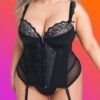 Lovehoney Plus Size Treasure Me Black Basque Set