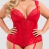 Lovehoney Plus Size Treasure Me Red Push-Up Basque Set
