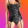 a41282g75182_2 Lovehoney Fierce Leather-Look Basque Set