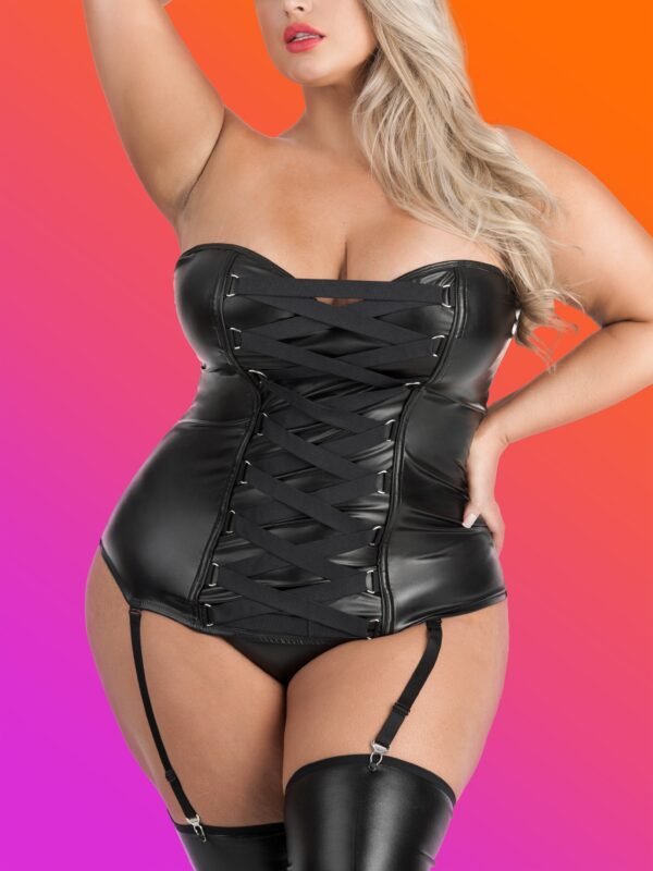 a41282g75185_2 Lovehoney Plus Size Fierce Leather-Look Basque Set