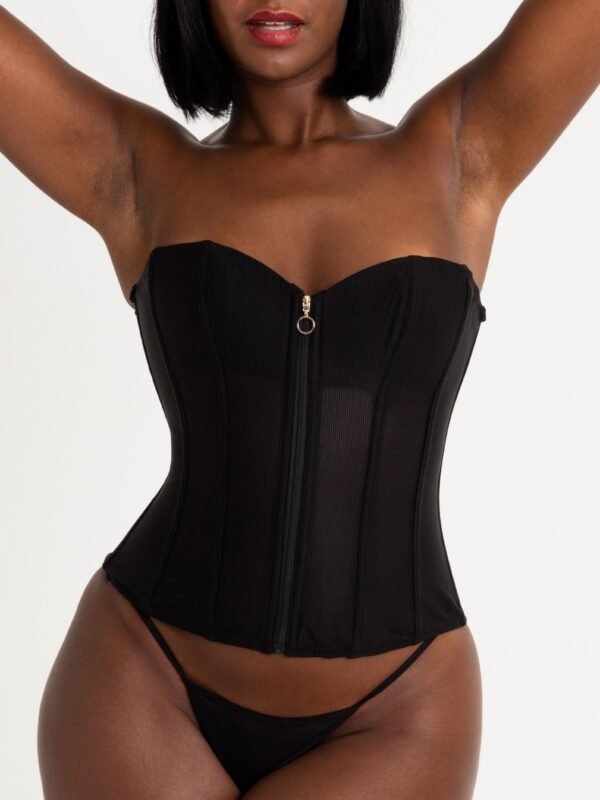 Lovehoney Secret Silhouette Black Steel-Boned Long Sleeve Corset