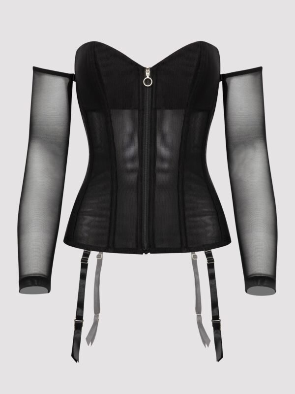 Lovehoney Secret Silhouette Black Steel-Boned Long Sleeve Corset
