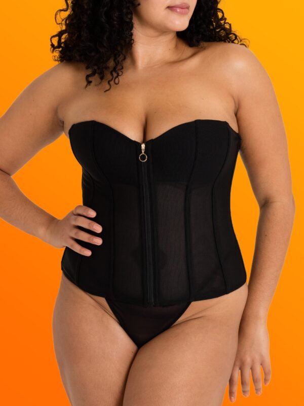 Lovehoney Plus Size Secret Silhouette Black Steel-Boned Long Sleeve Corset