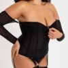 Lovehoney Plus Size Secret Silhouette Black Steel-Boned Long Sleeve Corset