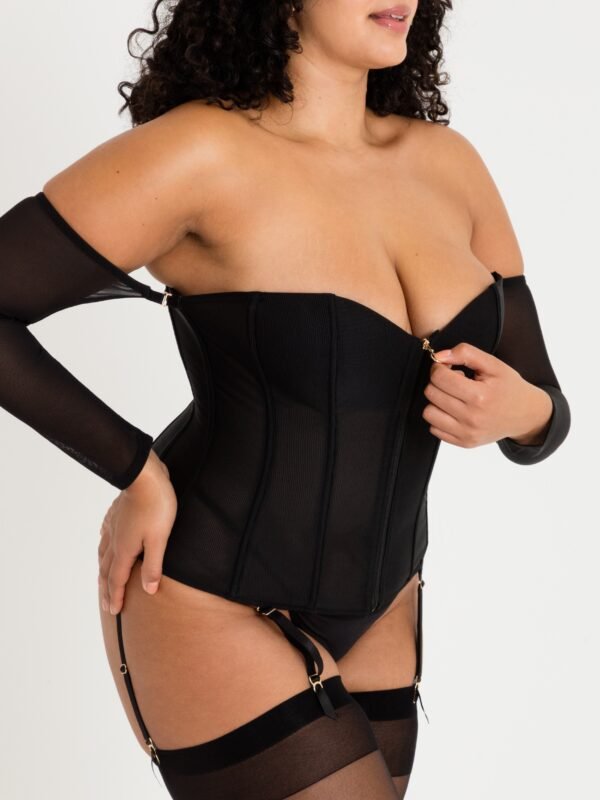 Lovehoney Plus Size Secret Silhouette Black Steel-Boned Long Sleeve Corset