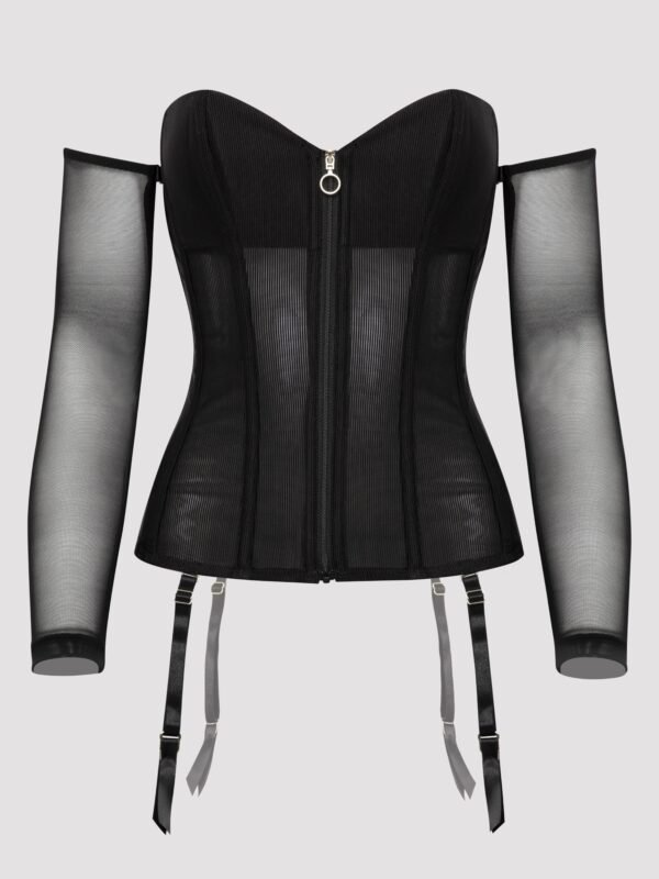 Lovehoney Plus Size Secret Silhouette Black Steel-Boned Long Sleeve Corset