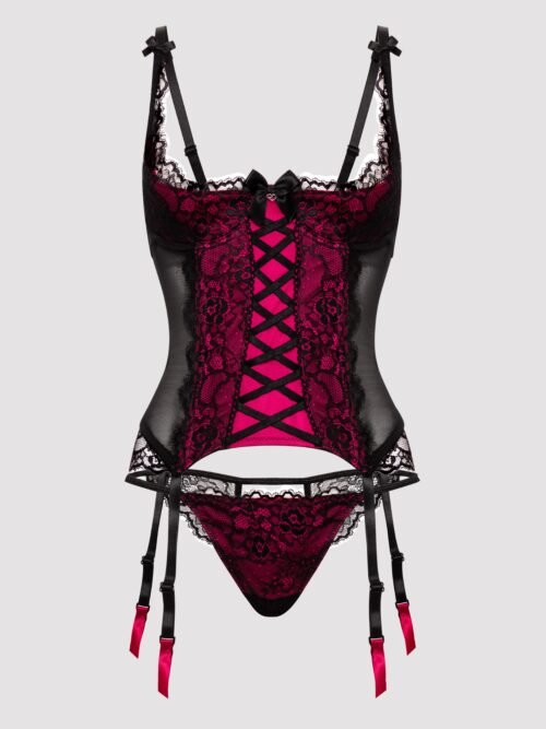 Lovehoney Plus Size Boudoir Belle Cherry Quarter Cup Bustier Set
