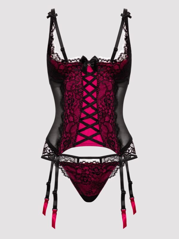 a48231g86001_1 Lovehoney Plus Size Boudoir Belle Cherry Quarter Cup Bustier Set