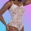 Lovehoney White Crotchless Lace Spaghetti Strap Teddy