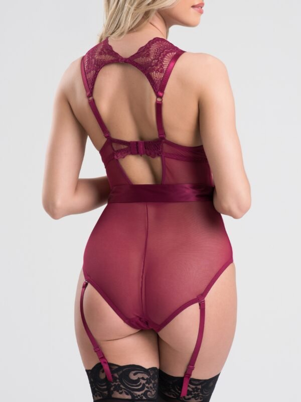 Lovehoney Moonlight Wine Crotchless Plunge Teddy