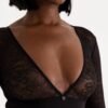 Lovehoney Hourglass Black Smoothing Long Sleeve Crotchless Teddy