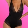 Lovehoney Hourglass Black Smoothing Sleeveless Crotchless Teddy