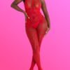 Lovehoney Red Lace Crotchless Basque Bodystocking
