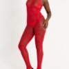 Lovehoney Red Lace Crotchless Basque Bodystocking