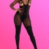 Lovehoney Black Corset Crotchless Open-Cup Bodystocking