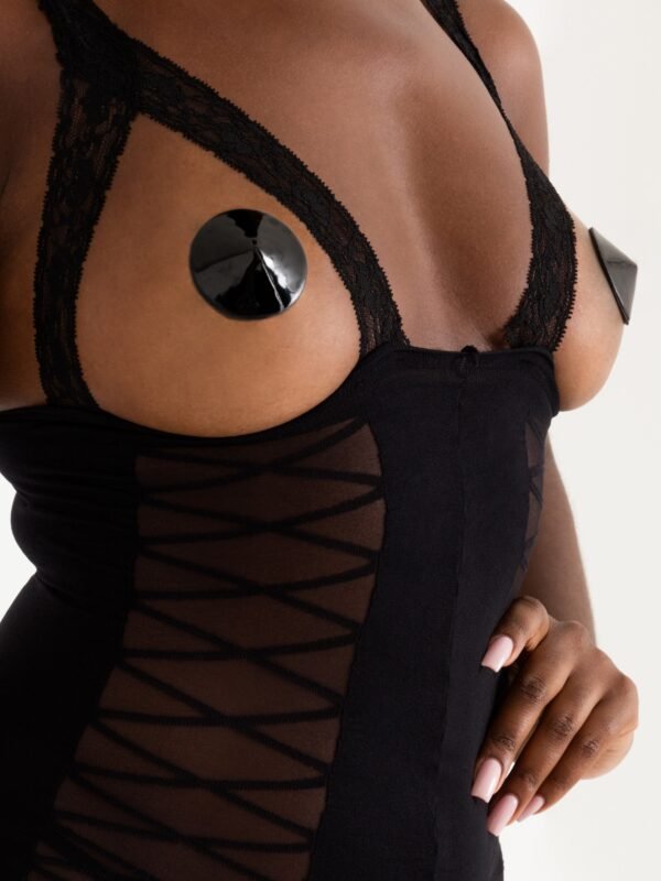 Lovehoney Black Corset Crotchless Open-Cup Bodystocking